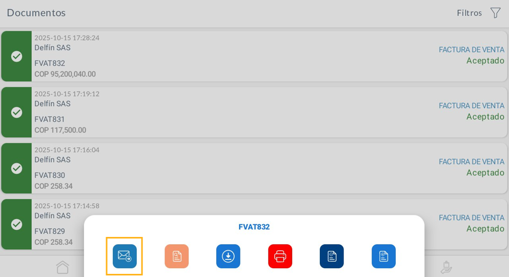 Envío de documento a un correo electrónico