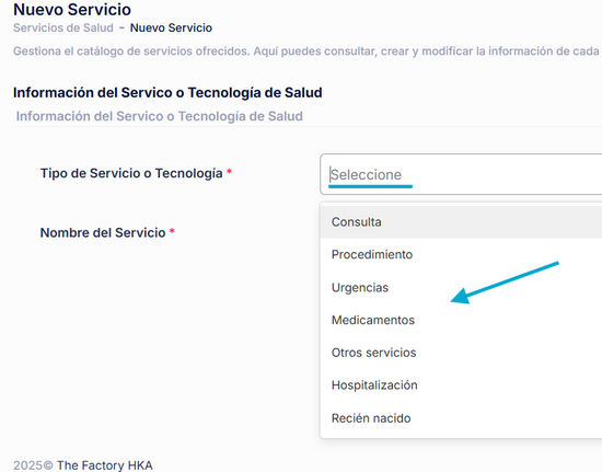 Creación nuevo servicio