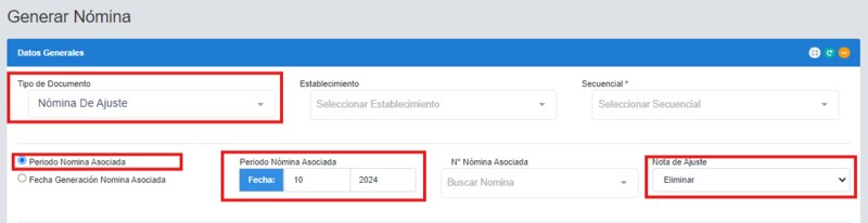 Nomina Ajuste Eliminar Periodo Nomina