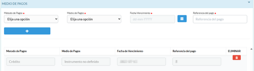 Medio de pago nota crédito