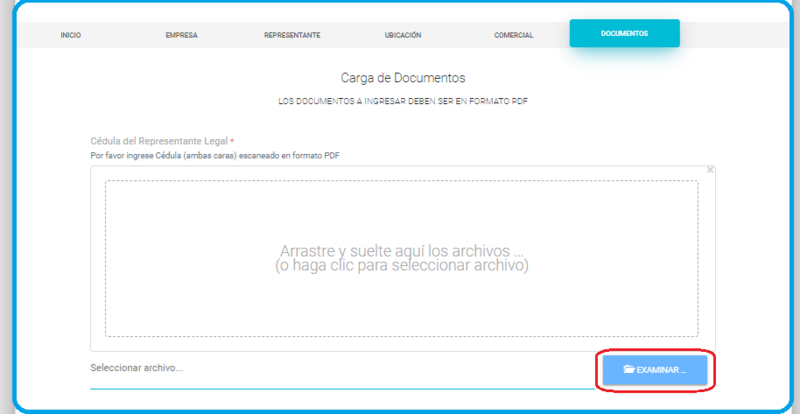 Archivo:Carga de Documentos Cedula representante Boton Examinar..png
