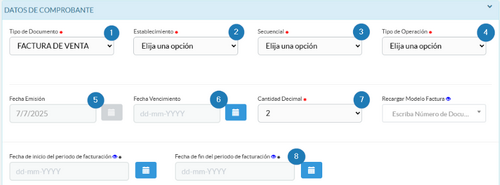 Datos del comprobante
