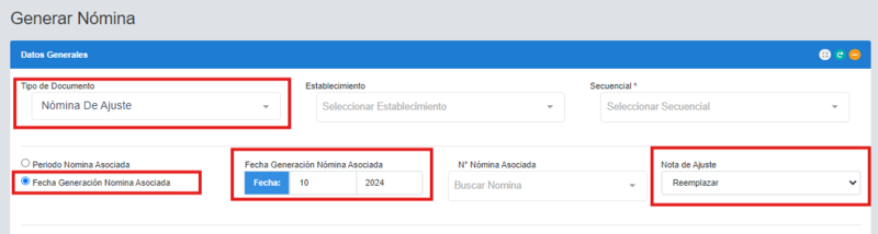 Nomina Ajuste Reemplazar Fecha Generación