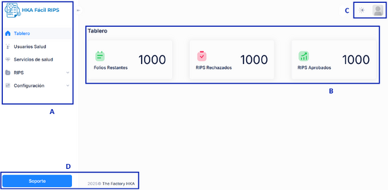 Imagen: Interfaz principal del sistema HKA Fácil RIPS