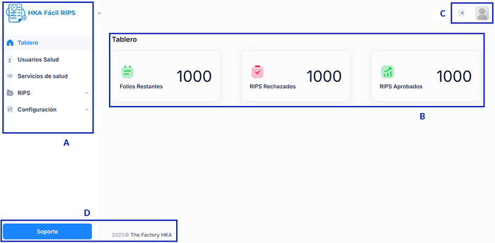 Imagen: Interfaz principal del sistema HKA Fácil RIPS