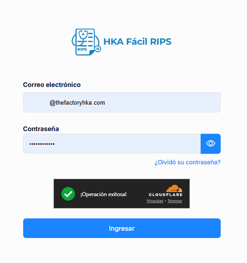 Ingreso al sistema HKA Fácil RIPS