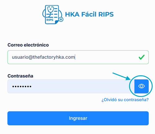 Ingreso al sistema HKA Fácil RIPS