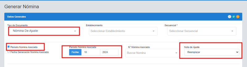Nomina Ajuste Reemplazar Periodo Nomina