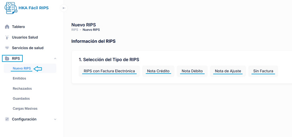 Creación de nuevo RIPS