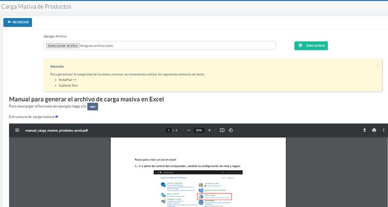 Imagen 50: Carga Masiva de Producto