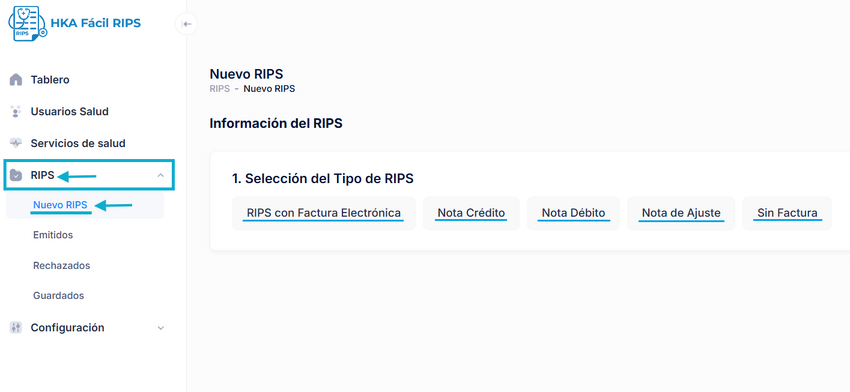 Creación de nuevo RIPS