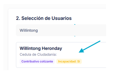 Selección de Usuarios