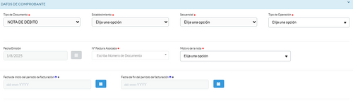 Datos del comprobante Nota Débito