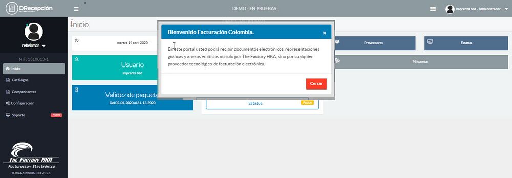 Figura 6: Pantalla de inicio del portal