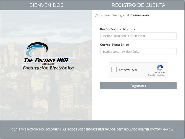 Imagen 1: Portal Inicial de Registro